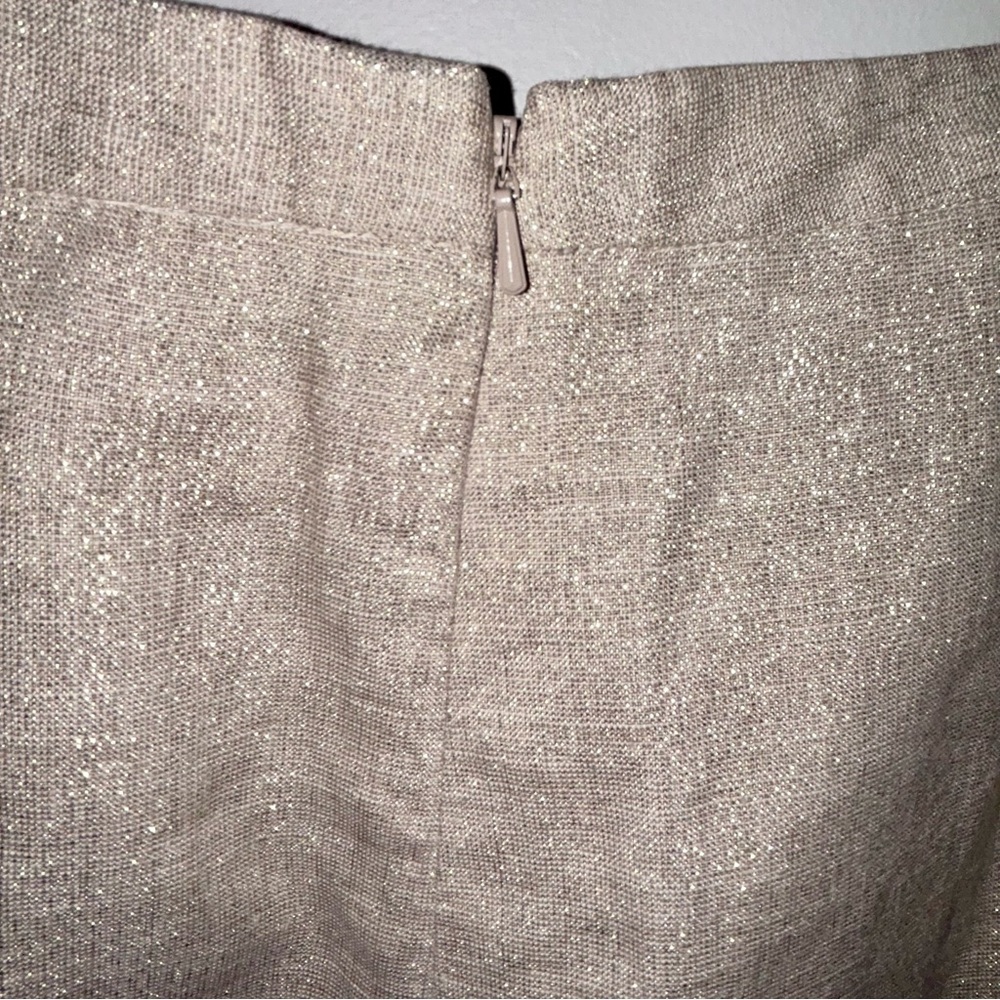 Banana Republic A-Line Gold Shimmer Midi Skirt Warm Neutral Side Zip Lined 2 - Picture 10 of 14